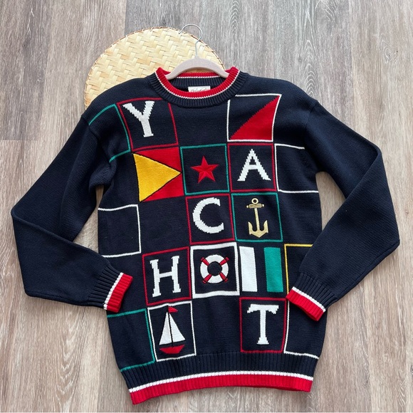 Vintage nautical YACHT embroidered sweater 90’s - Picture 1 of 6